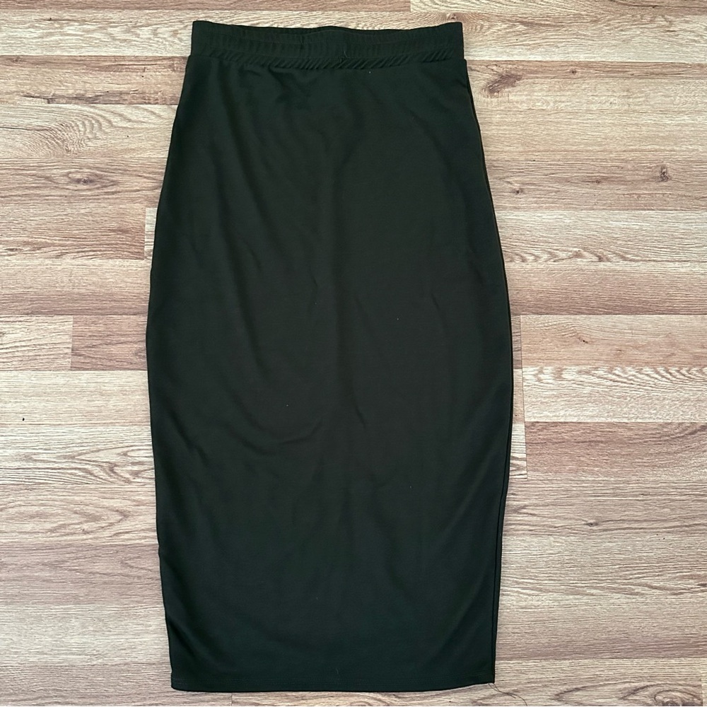 Blue Codine Women’s Pencil Midi Skirt With Back Slit Dark Green Size S